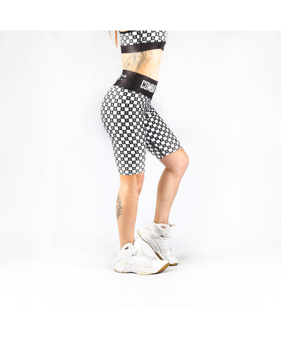 Combat Dollies Chequered Skull Cycle Shorts