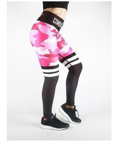 Combat Dollies Pink Camo Stripe Fitness Leggings