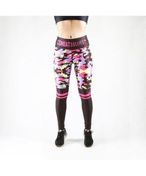Combat Dollies Mixed Neon Camo Half Fitness Leggings