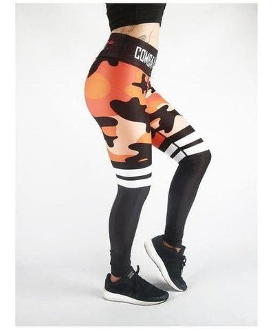 Combat Dollies Orange Camo Stripe Fitness Leggings