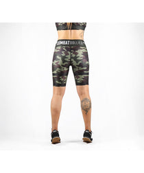 Combat Dollies Caged Camo Midi Shorts