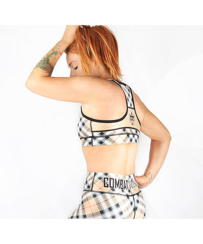 Combat Dollies Plaid Sports Bra Beige
