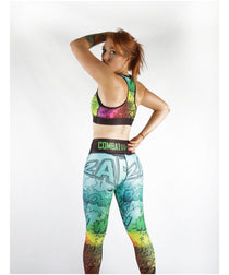 Combat Dollies Multi-Coloured Comic Sports Bra
