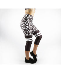 Combat Dollies Snow Leopard Print Capri Fitness Leggings