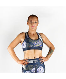 Combat Dollies Navy Peonies Sports Bra
