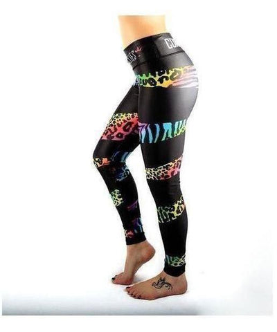 Combat Dollies Multi Print Fitness Leggings Black