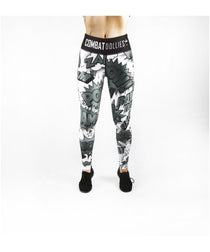 Combat Dollies Black & White Comic Fitness Leggings