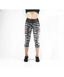 Combat Dollies Grey Zebra Capri Fitness Leggings