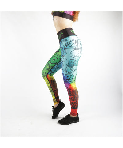 Combat Dollies Multi-Coloured Comic Fitness Leggings