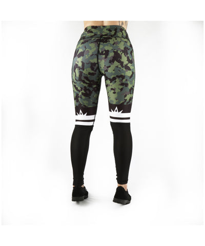 Combat Dollies Khaki Camo Half Mesh Fitness Leggings