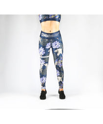 Combat Dollies Navy Peonies Fitness Leggings