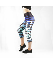 Combat Dollies Blue Zebra Capri Fitness Leggings