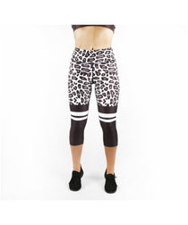 Combat Dollies Snow Leopard Print Capri Fitness Leggings