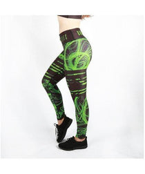 Combat Dollies Green Swirls Fitness Leggings