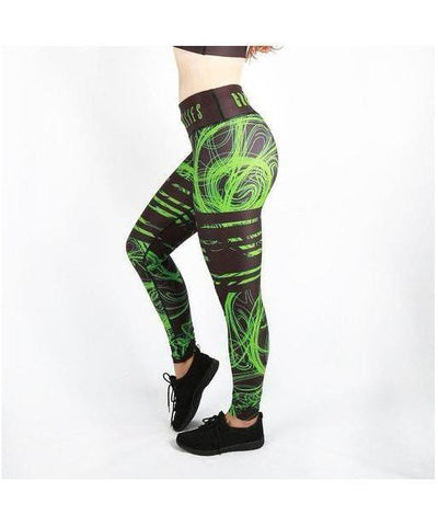 Combat Dollies Green Swirls Fitness Leggings