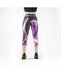 Combat Dollies Purple Lightning Capri Fitness Leggings