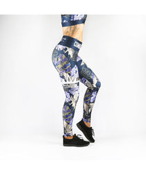 Combat Dollies Navy Peonies Fitness Leggings