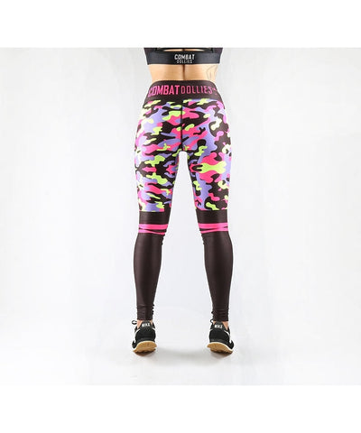 Combat Dollies Mixed Neon Camo Half Fitness Leggings