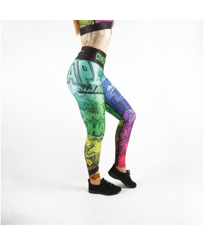 Combat Dollies Multi-Coloured Comic Fitness Leggings