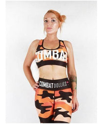 Combat Dollies Orange Camo Sports Bra