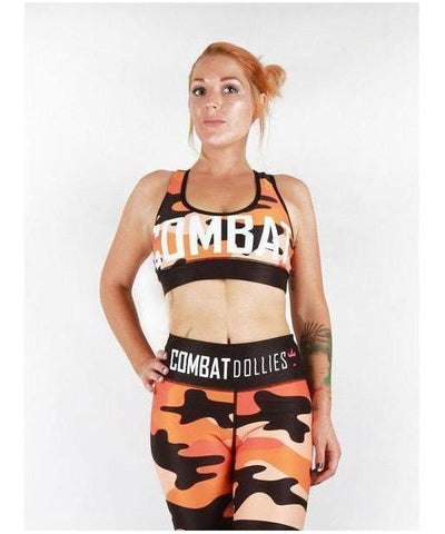 Combat Dollies Orange Camo Sports Bra