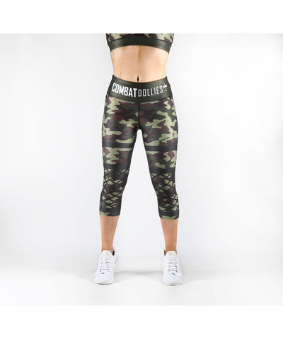 Combat Dollies Caged Camo Fitness Capri Leggings