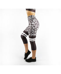 Combat Dollies Snow Leopard Print Capri Fitness Leggings