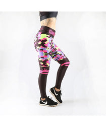 Combat Dollies Mixed Neon Camo Half Fitness Leggings