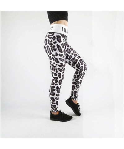Combat Dollies Full White Leopard Fitness Leggings