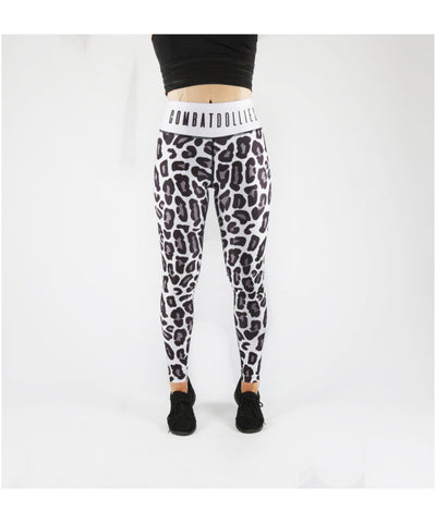 Combat Dollies Full White Leopard Fitness Leggings