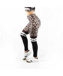 Combat Dollies Leopard Print Half Mesh Fitness Leggings GymWear UK