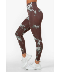 Famme Brown Tie Dye Scrunch Leggings GymWear UK