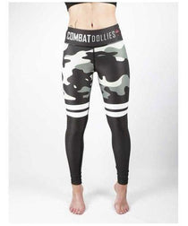 Combat Dollies Khaki Grey Camo Stripe Fitness Leggings