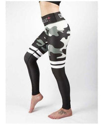 Combat Dollies Khaki Grey Camo Stripe Fitness Leggings