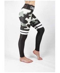 Combat Dollies Khaki Grey Camo Stripe Fitness Leggings